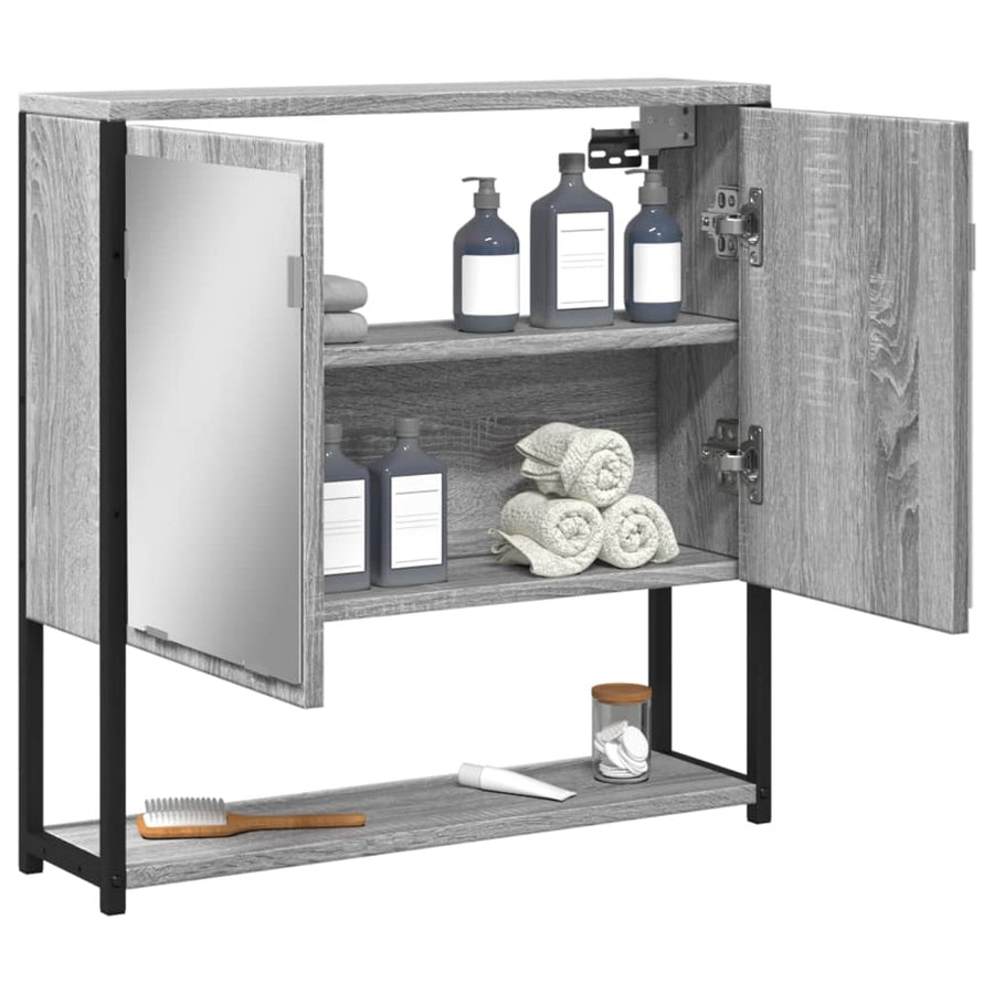 Badkamerspiegelkast 60X16X60 Cm Bewerkt Hout Grijs Sonoma Eiken