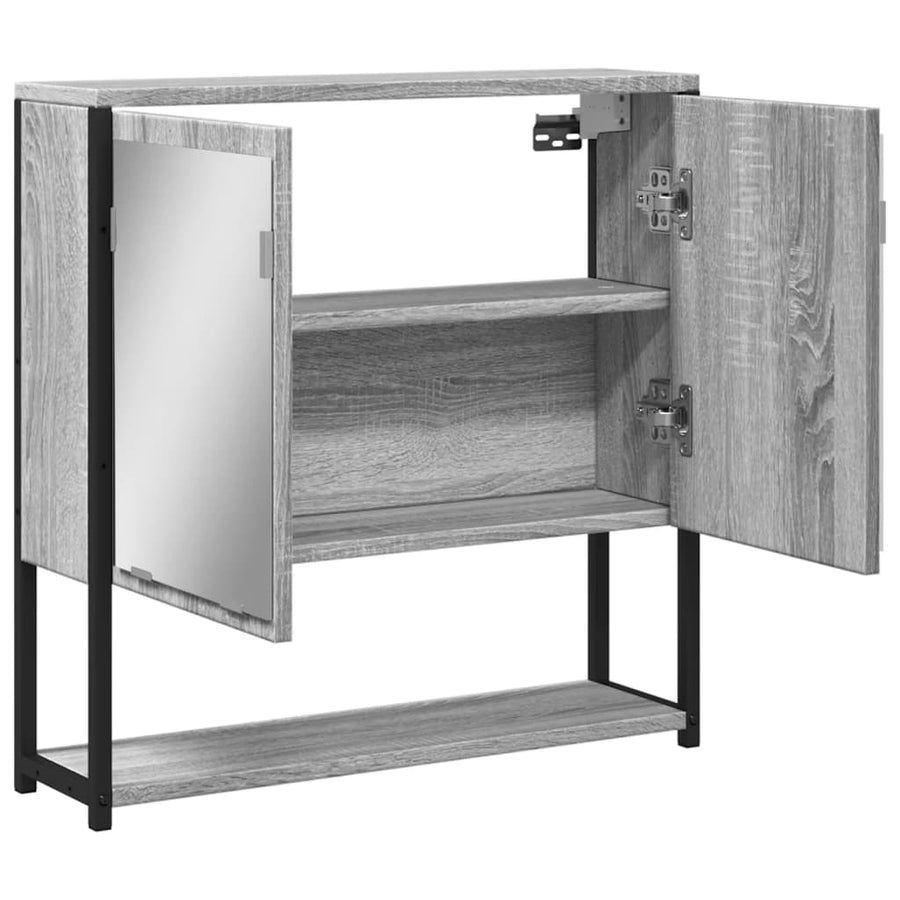 Badkamerspiegelkast 60X16X60 Cm Bewerkt Hout Grijs Sonoma Eiken