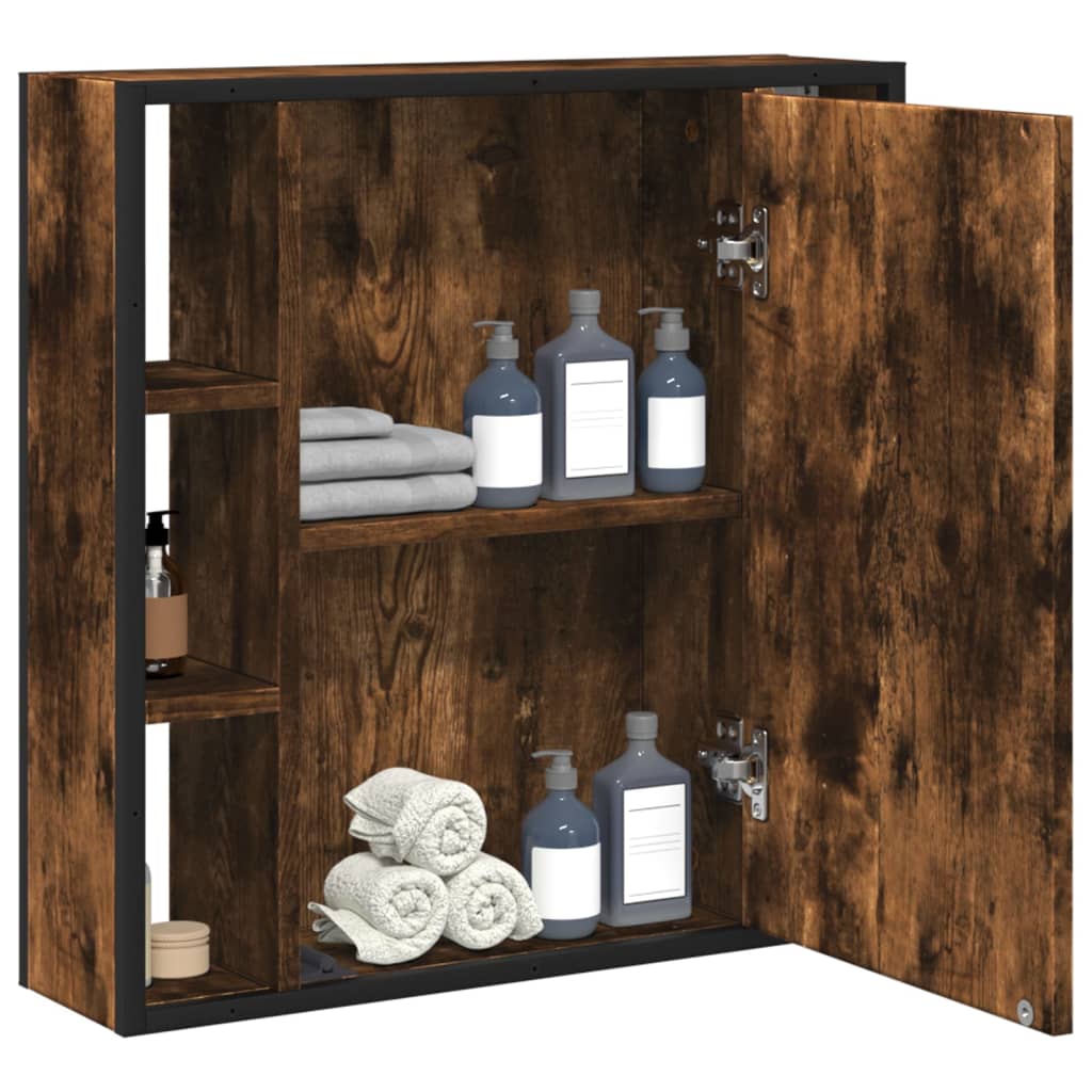 Badkamerspiegelkast 60X16X60 Cm Bewerkt Hout Gerookt Eikenkleur