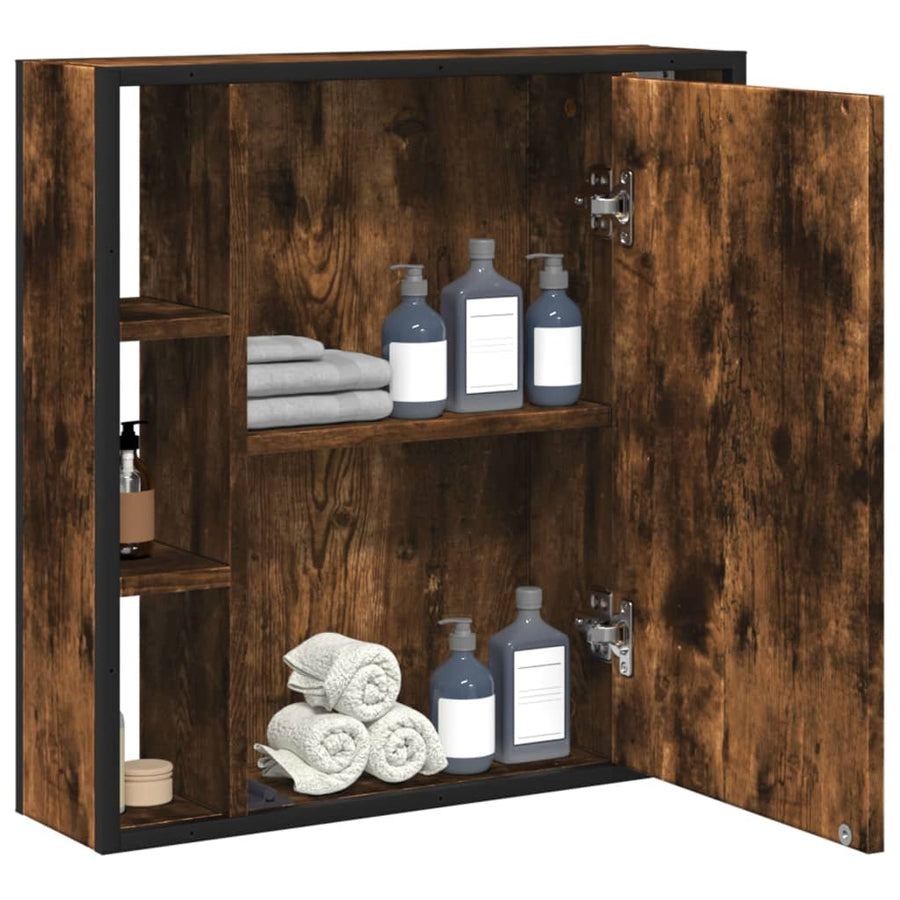 Badkamerspiegelkast 60X16X60 Cm Bewerkt Hout Gerookt Eikenkleur