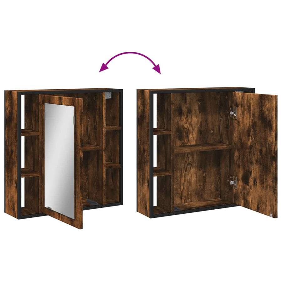 Badkamerspiegelkast 60X16X60 Cm Bewerkt Hout Gerookt Eikenkleur