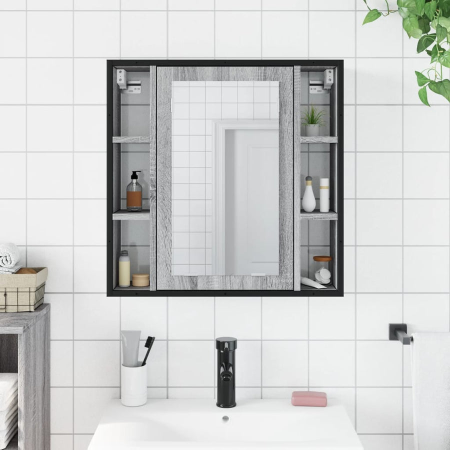 Badkamerspiegelkast 60X16X60 Cm Bewerkt Hout Grijs Sonoma Eiken