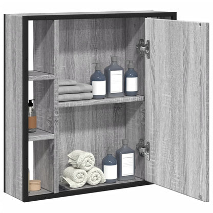 Badkamerspiegelkast 60X16X60 Cm Bewerkt Hout Grijs Sonoma Eiken