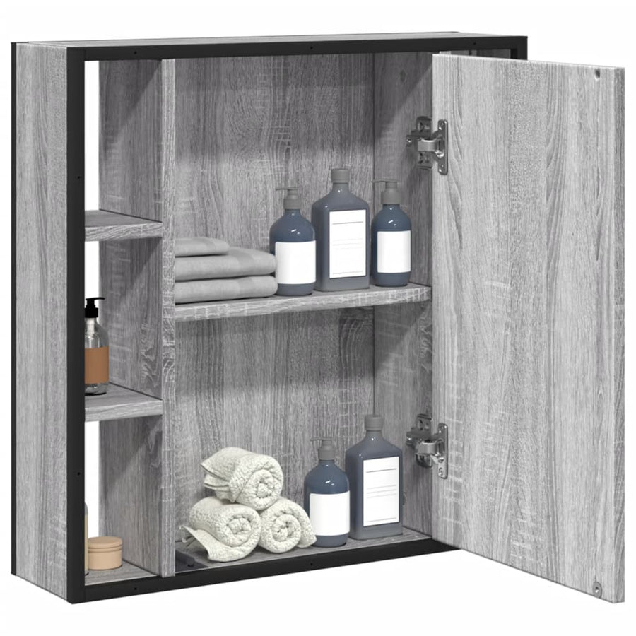 Badkamerspiegelkast 60X16X60 Cm Bewerkt Hout Grijs Sonoma Eiken