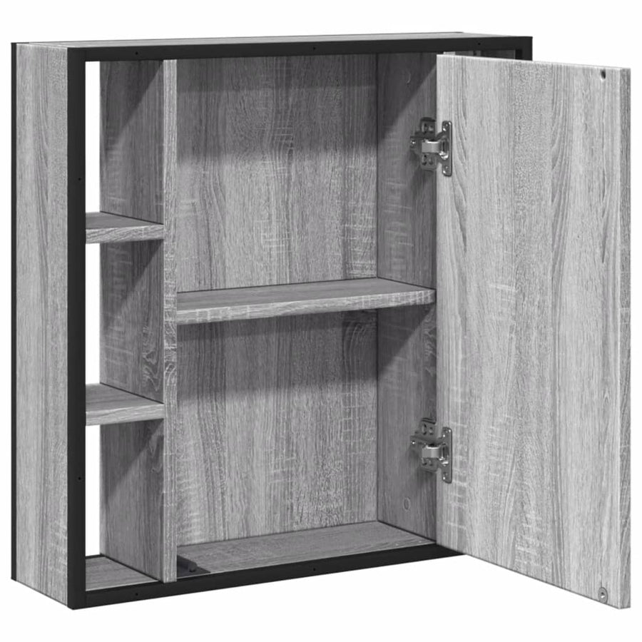 Badkamerspiegelkast 60X16X60 Cm Bewerkt Hout Grijs Sonoma Eiken