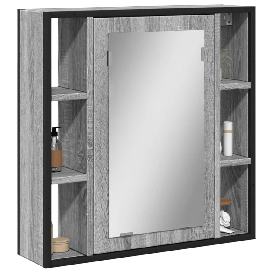 Badkamerspiegelkast 60X16X60 Cm Bewerkt Hout Grijs Sonoma Eiken