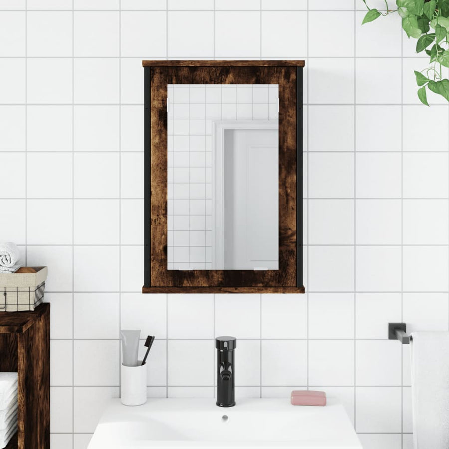 Badkamerspiegelkast 42X12X60 Cm Bewerkt Hout Gerookt Eikenkleur