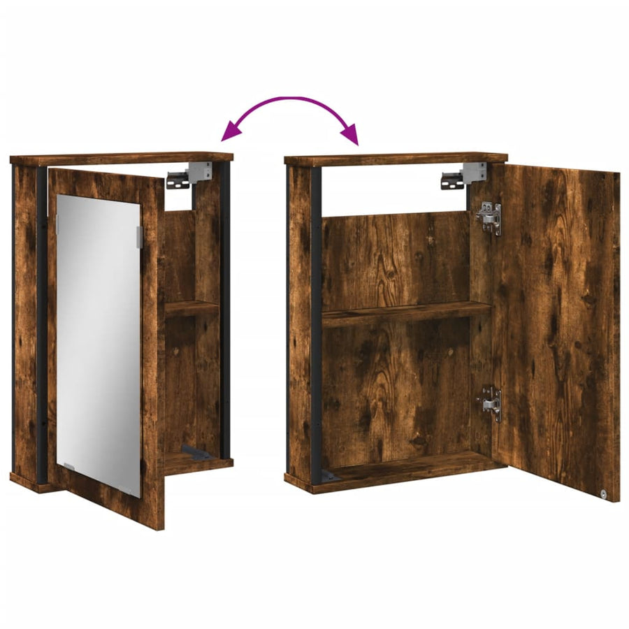 Badkamerspiegelkast 42X12X60 Cm Bewerkt Hout Gerookt Eikenkleur