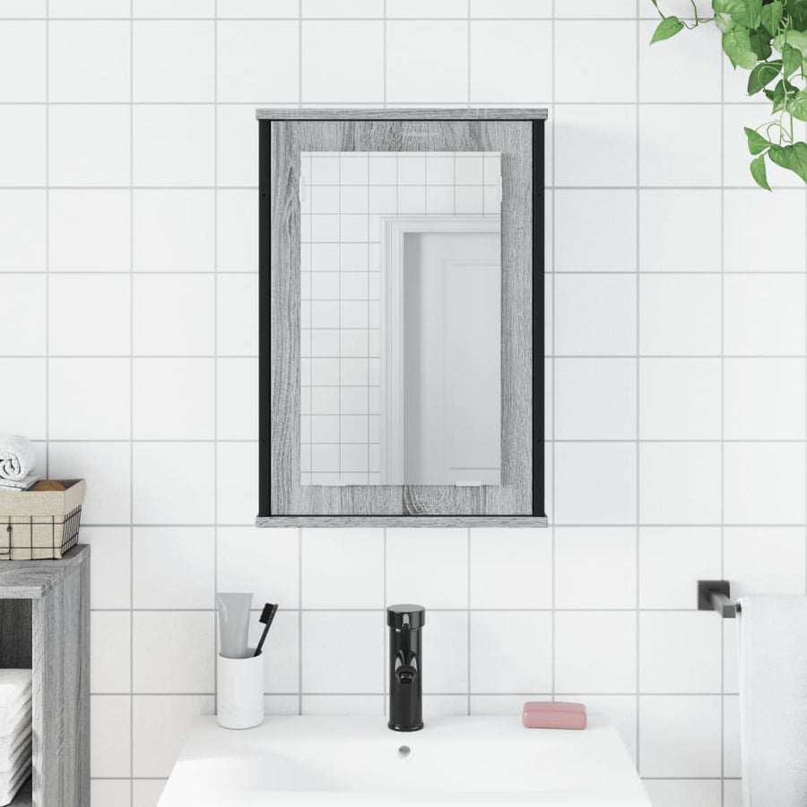 Badkamerspiegelkast 42X12X60 Cm Bewerkt Hout Grijs Sonoma Eiken
