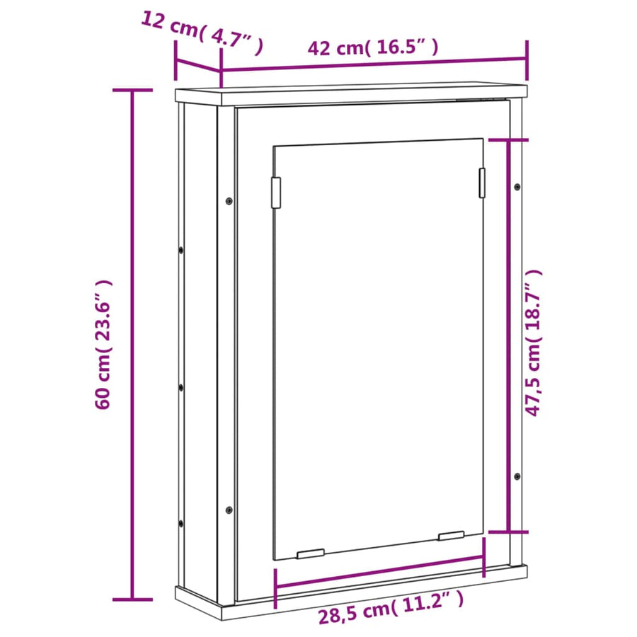 Badkamerspiegelkast 42X12X60 Cm Bewerkt Hout Grijs Sonoma Eiken