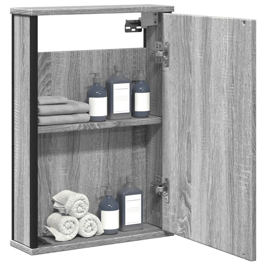 Badkamerspiegelkast 42X12X60 Cm Bewerkt Hout Grijs Sonoma Eiken