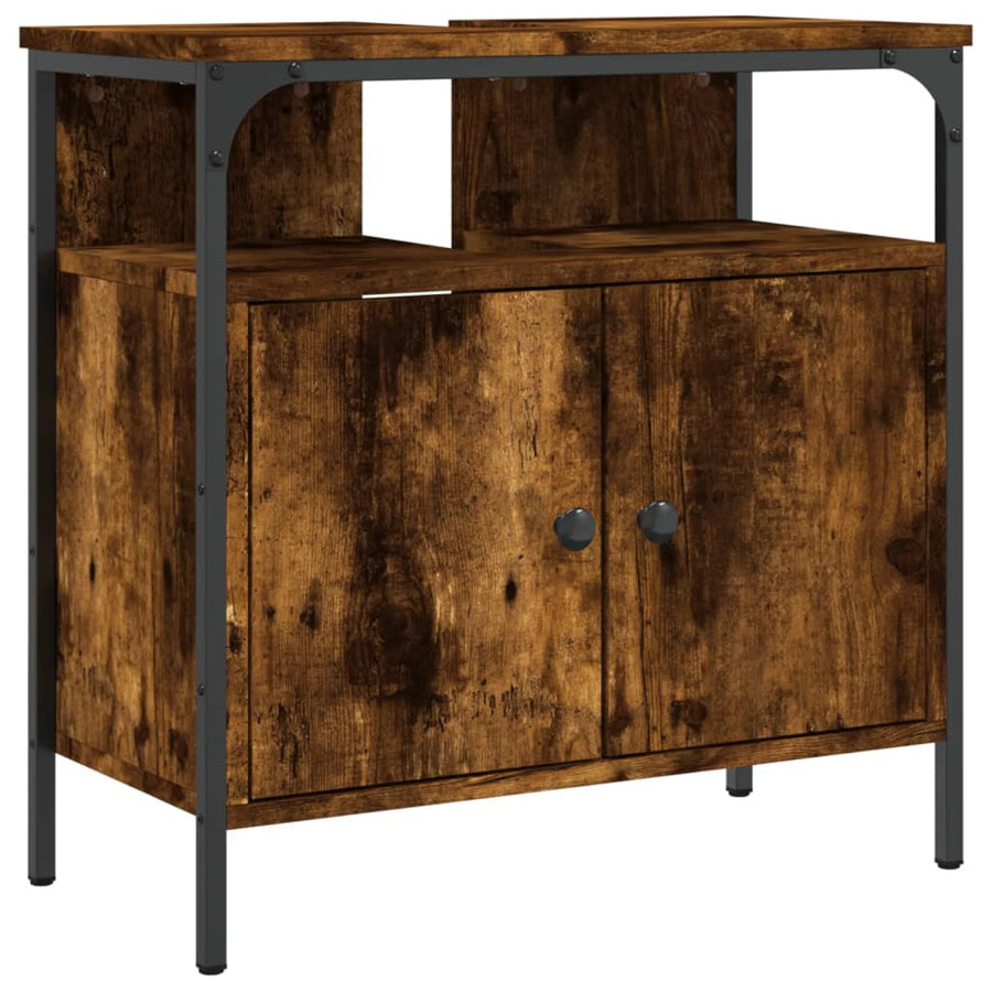Badkamerkast 60X30X60 Cm Bewerkt Hout Gerookt Eikenkleurig