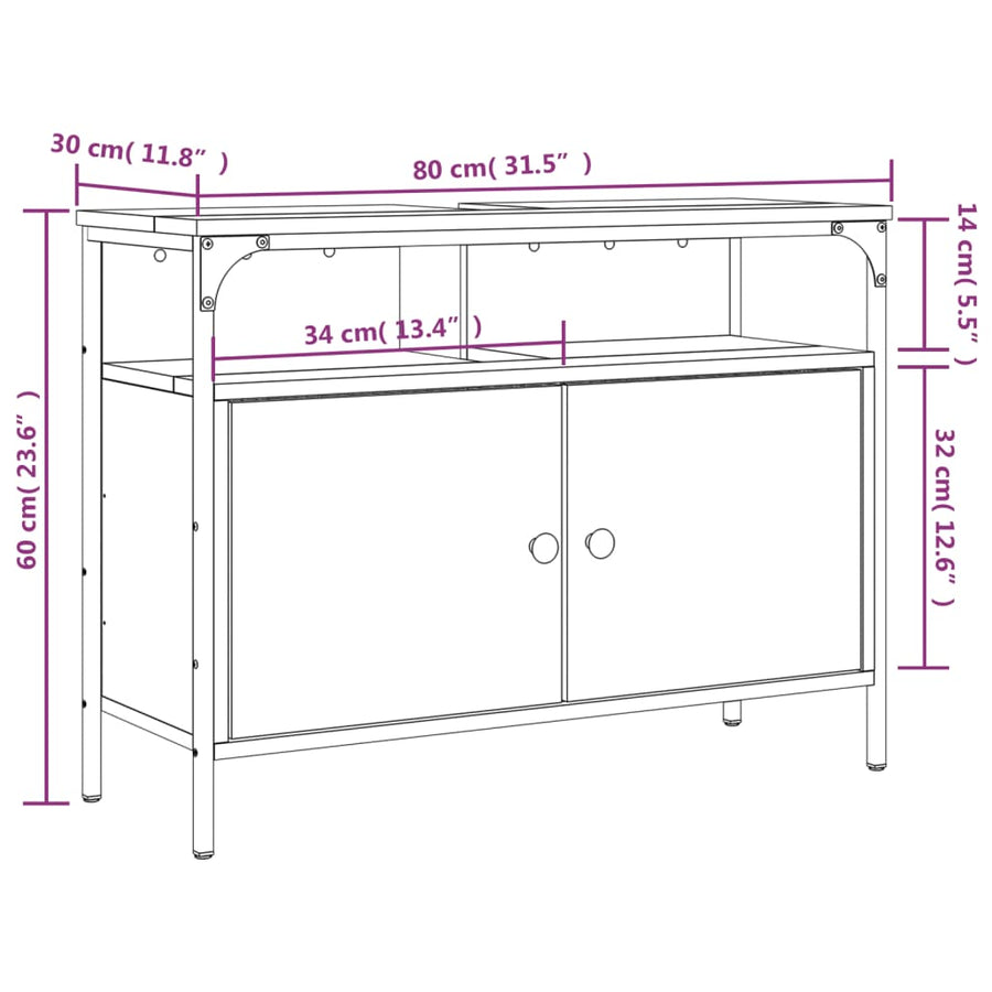 Wastafelkast 60X30X60 Cm Bewerkt Hout Zwart