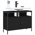 Washed wood vanity unit 80x30x60 cm black