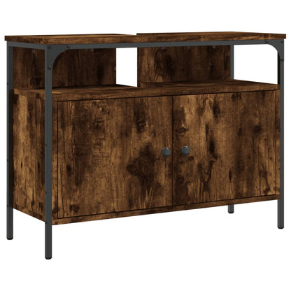 Badkamerkast 60X30X60 Cm Bewerkt Hout Gerookt Eikenkleurig