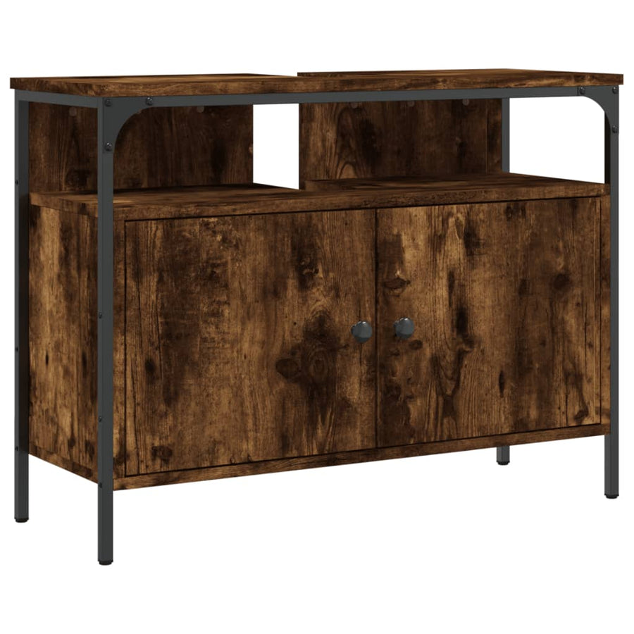 Badkamerkast 60X30X60 Cm Bewerkt Hout Gerookt Eikenkleurig