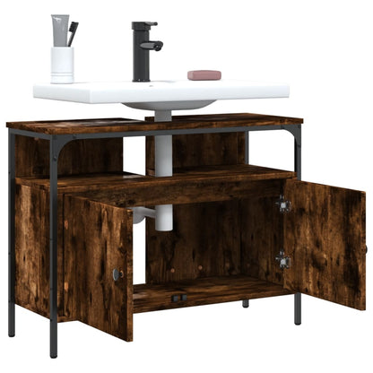 Badkamerkast 60X30X60 Cm Bewerkt Hout Gerookt Eikenkleurig