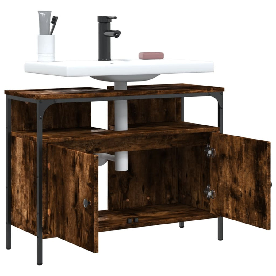 Badkamerkast 60X30X60 Cm Bewerkt Hout Gerookt Eikenkleurig
