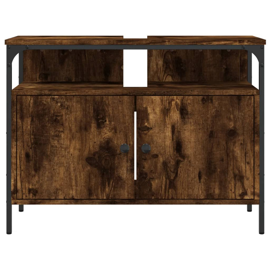 Badkamerkast 60X30X60 Cm Bewerkt Hout Gerookt Eikenkleurig
