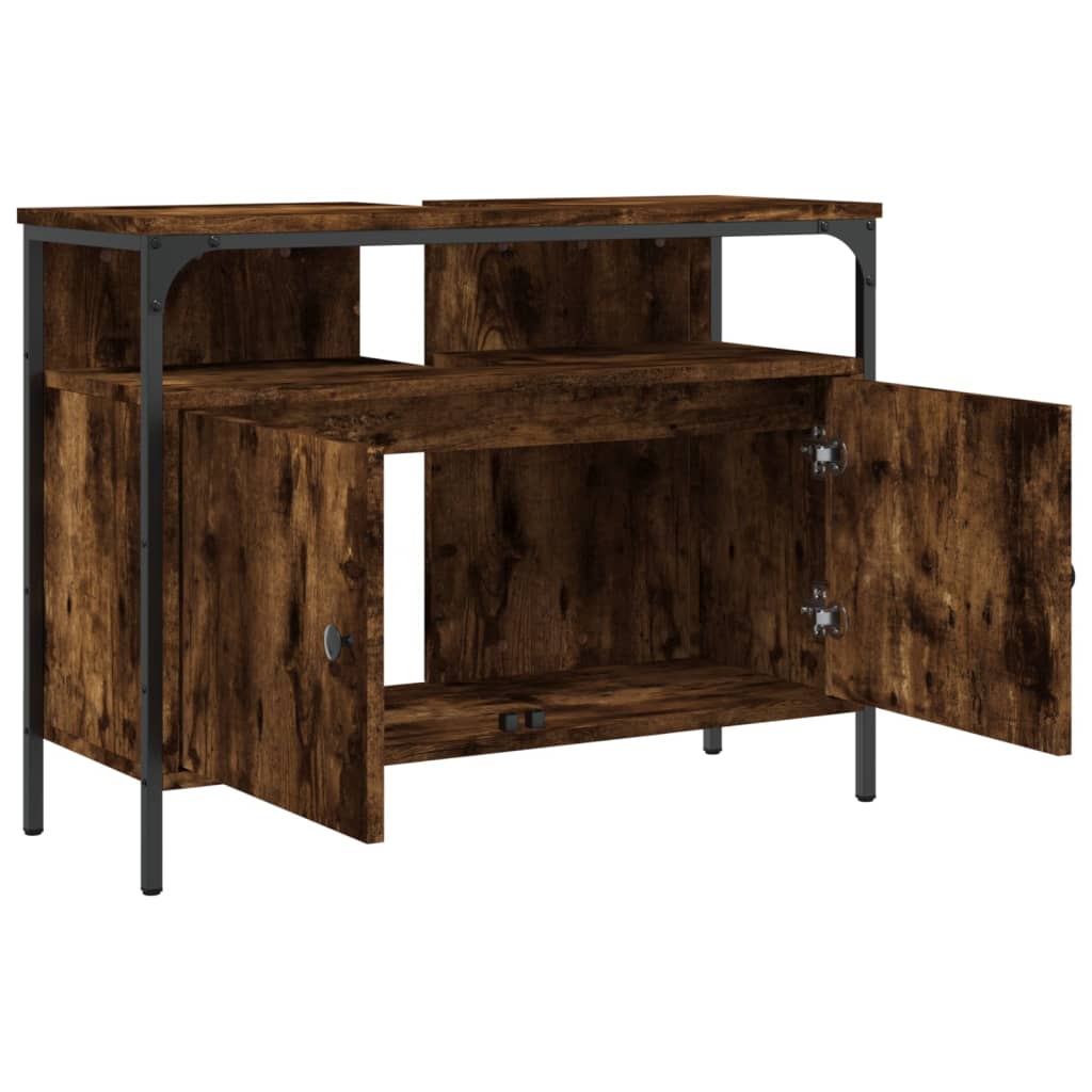 Badkamerkast 60X30X60 Cm Bewerkt Hout Gerookt Eikenkleurig