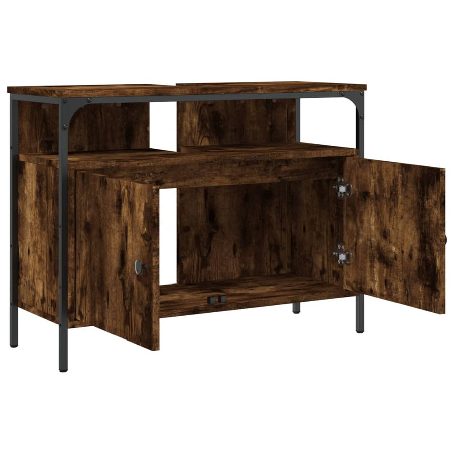 Badkamerkast 60X30X60 Cm Bewerkt Hout Gerookt Eikenkleurig
