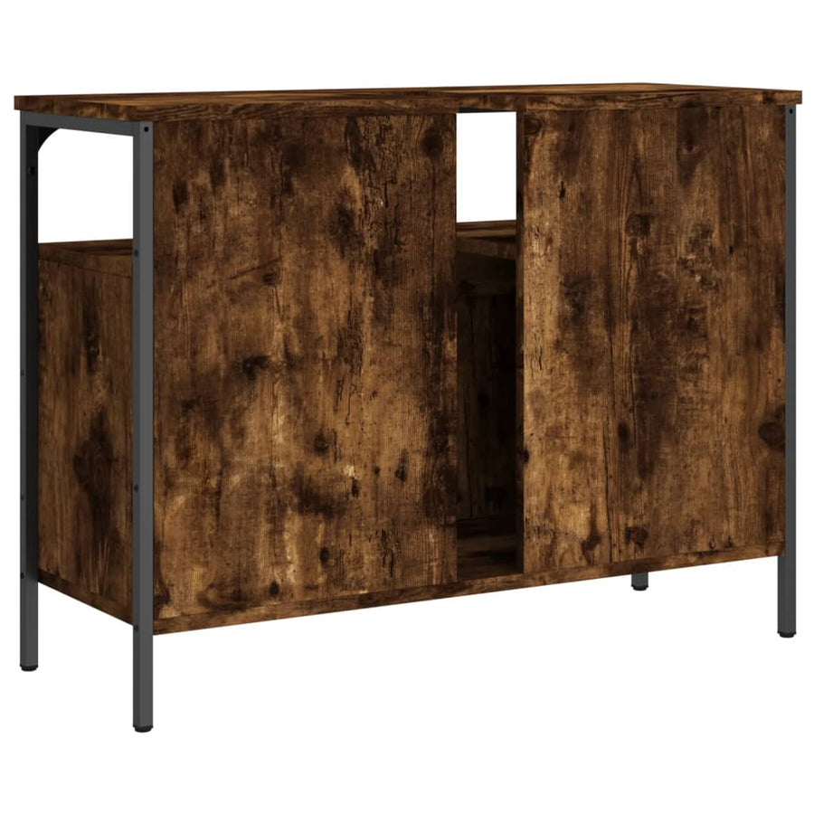 Badkamerkast 60X30X60 Cm Bewerkt Hout Gerookt Eikenkleurig