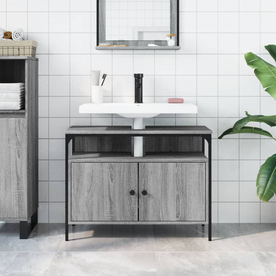 Wastafelkast 60X30X60 Cm Bewerkt Hout Grijs Sonoma Eikenkleurig