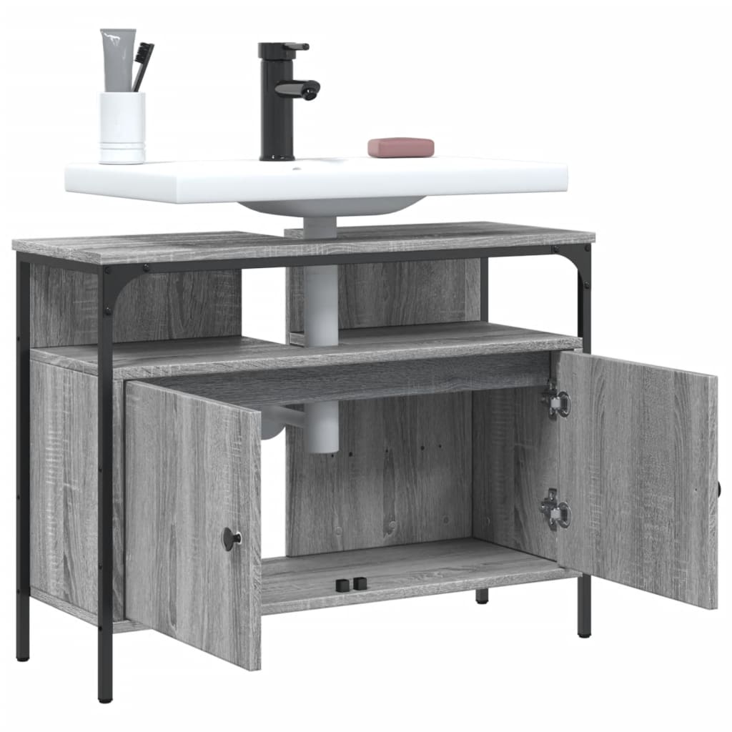 Wastafelkast 60X30X60 Cm Bewerkt Hout Grijs Sonoma Eikenkleurig