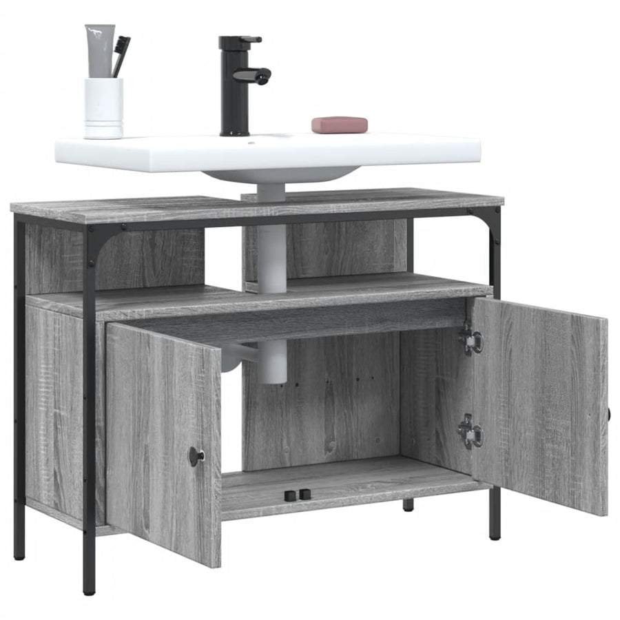 Wastafelkast 60X30X60 Cm Bewerkt Hout Grijs Sonoma Eikenkleurig
