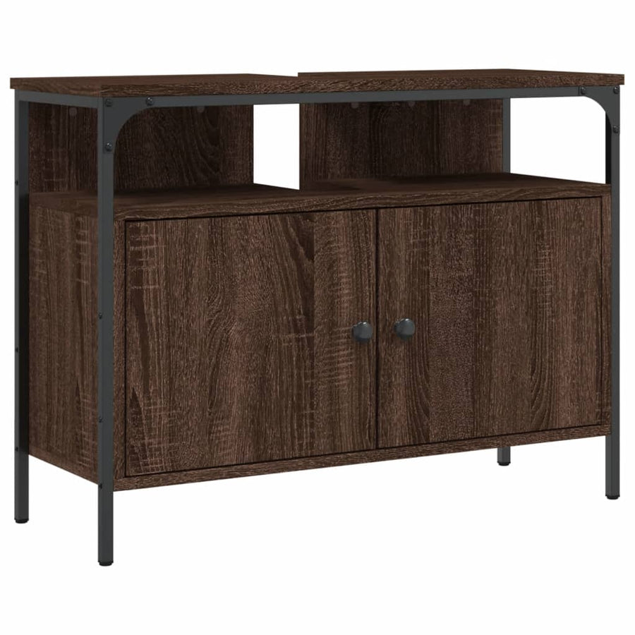Wastafelkast 60X30X60 Cm Bewerkt Hout Bruin Eikenkleurig