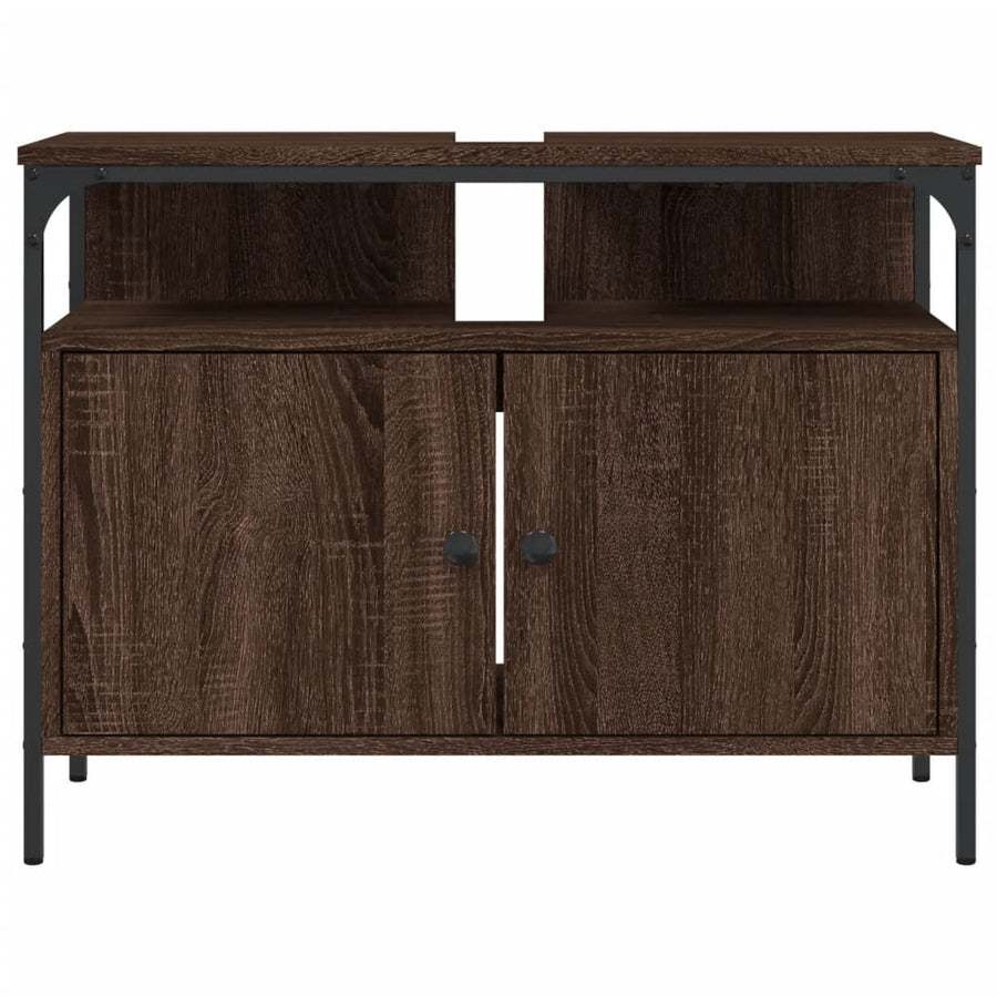 Wastafelkast 60X30X60 Cm Bewerkt Hout Bruin Eikenkleurig