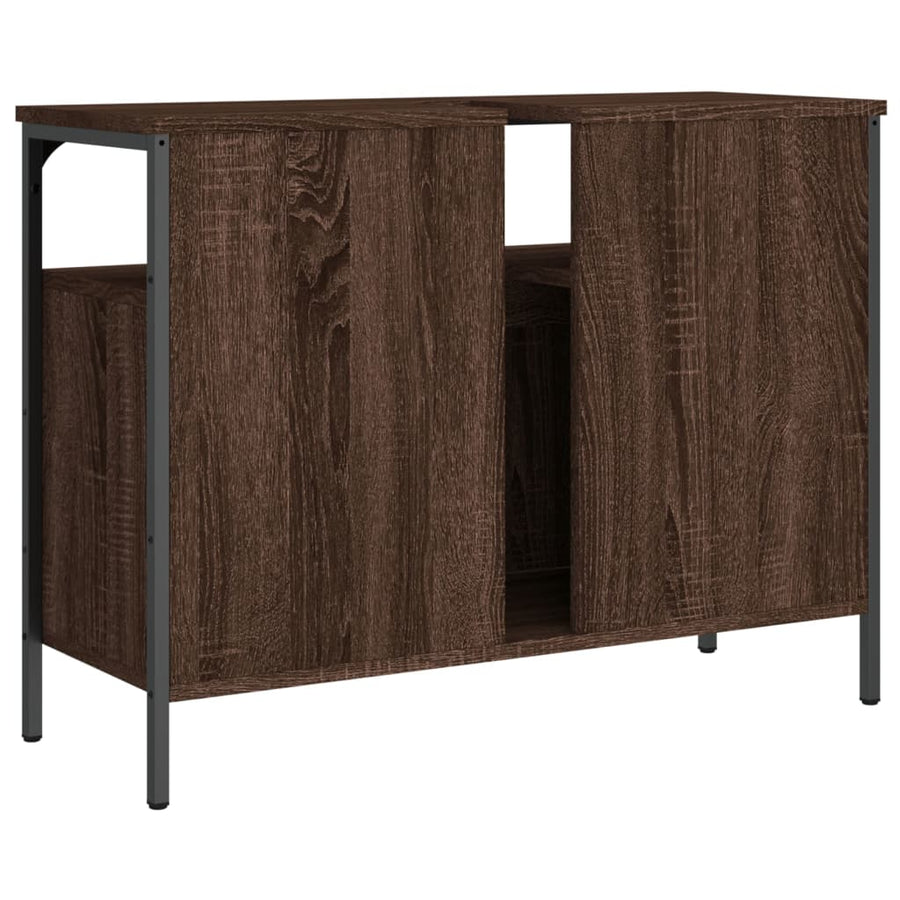 Wastafelkast 60X30X60 Cm Bewerkt Hout Bruin Eikenkleurig