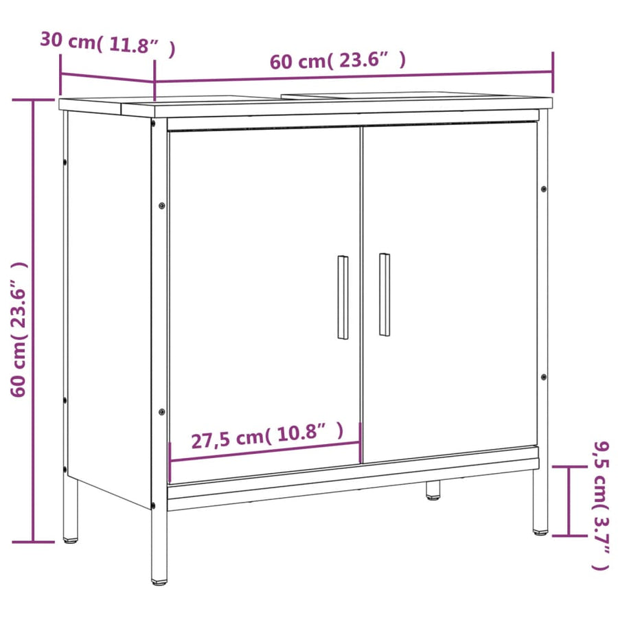 Wastafelkast 60X30X60 Cm Bewerkt Hout Sonoma Eikenkleurig
