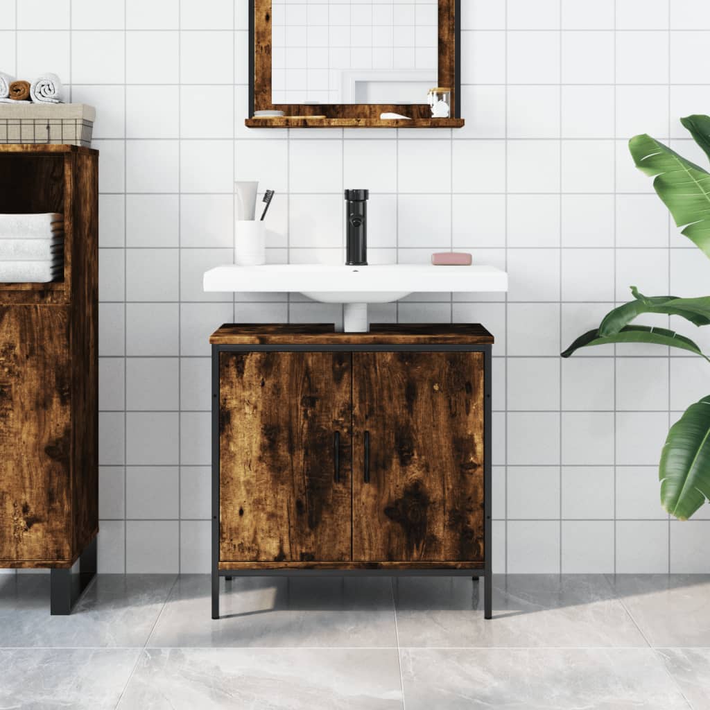 Badkamerkast 60X30X60 Cm Bewerkt Hout Gerookt Eikenkleurig