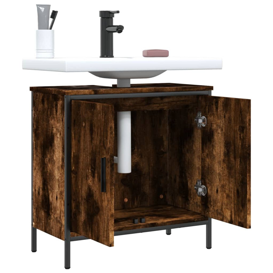 Badkamerkast 60X30X60 Cm Bewerkt Hout Gerookt Eikenkleurig