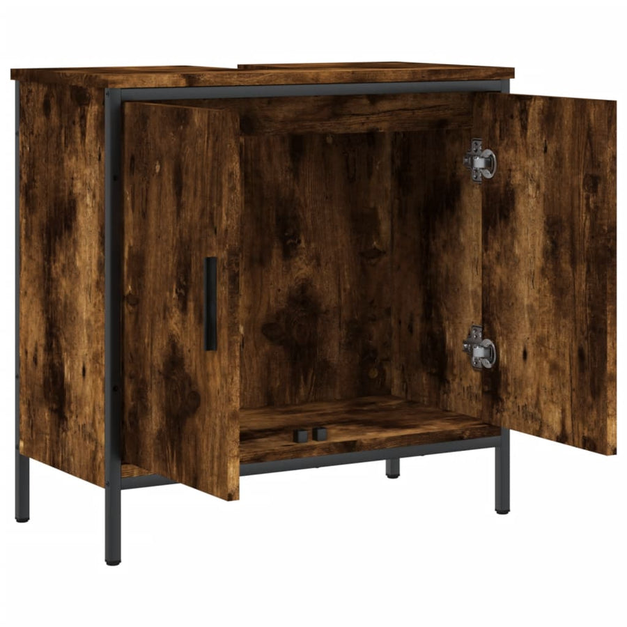 Badkamerkast 60X30X60 Cm Bewerkt Hout Gerookt Eikenkleurig