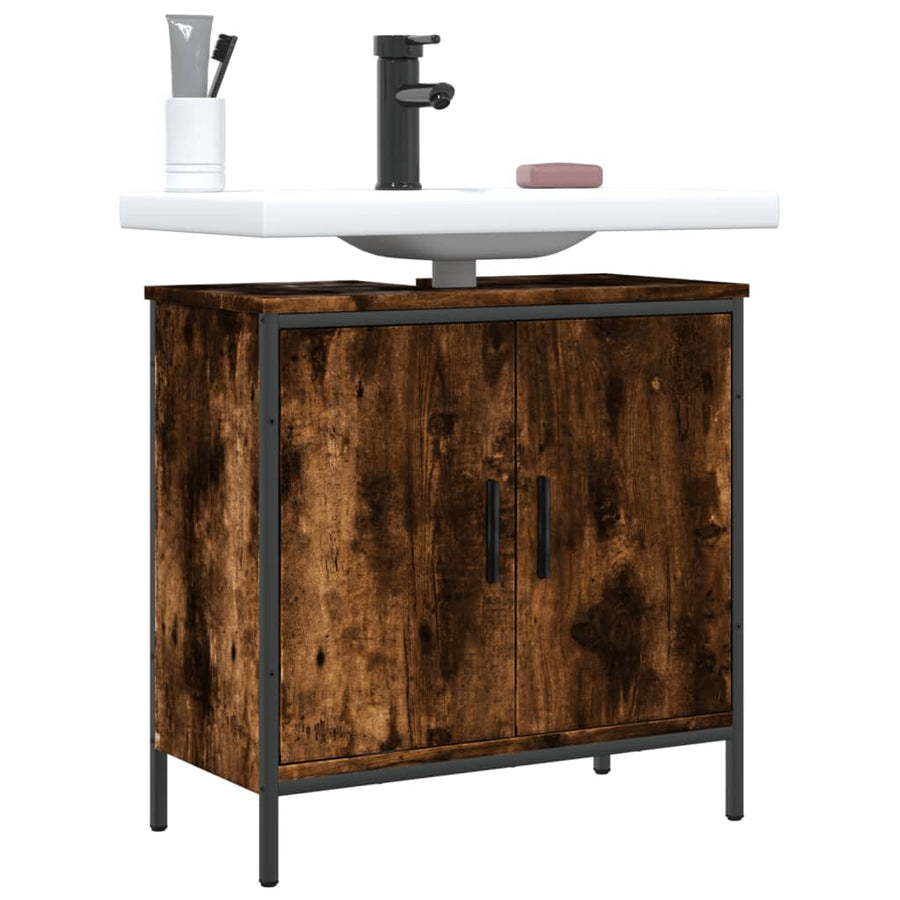 Badkamerkast 60X30X60 Cm Bewerkt Hout Gerookt Eikenkleurig