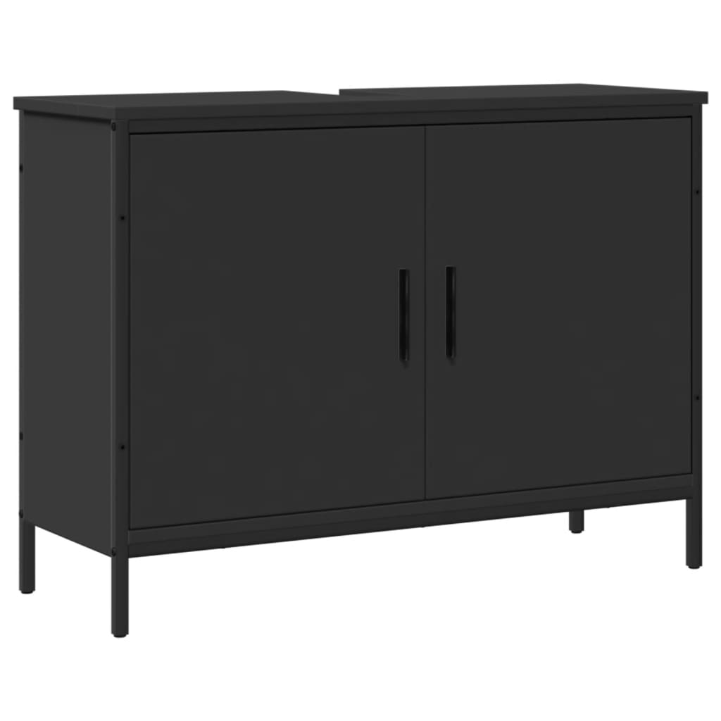 Wastafelkast 80X30X60 Cm Bewerkt Hout Zwart