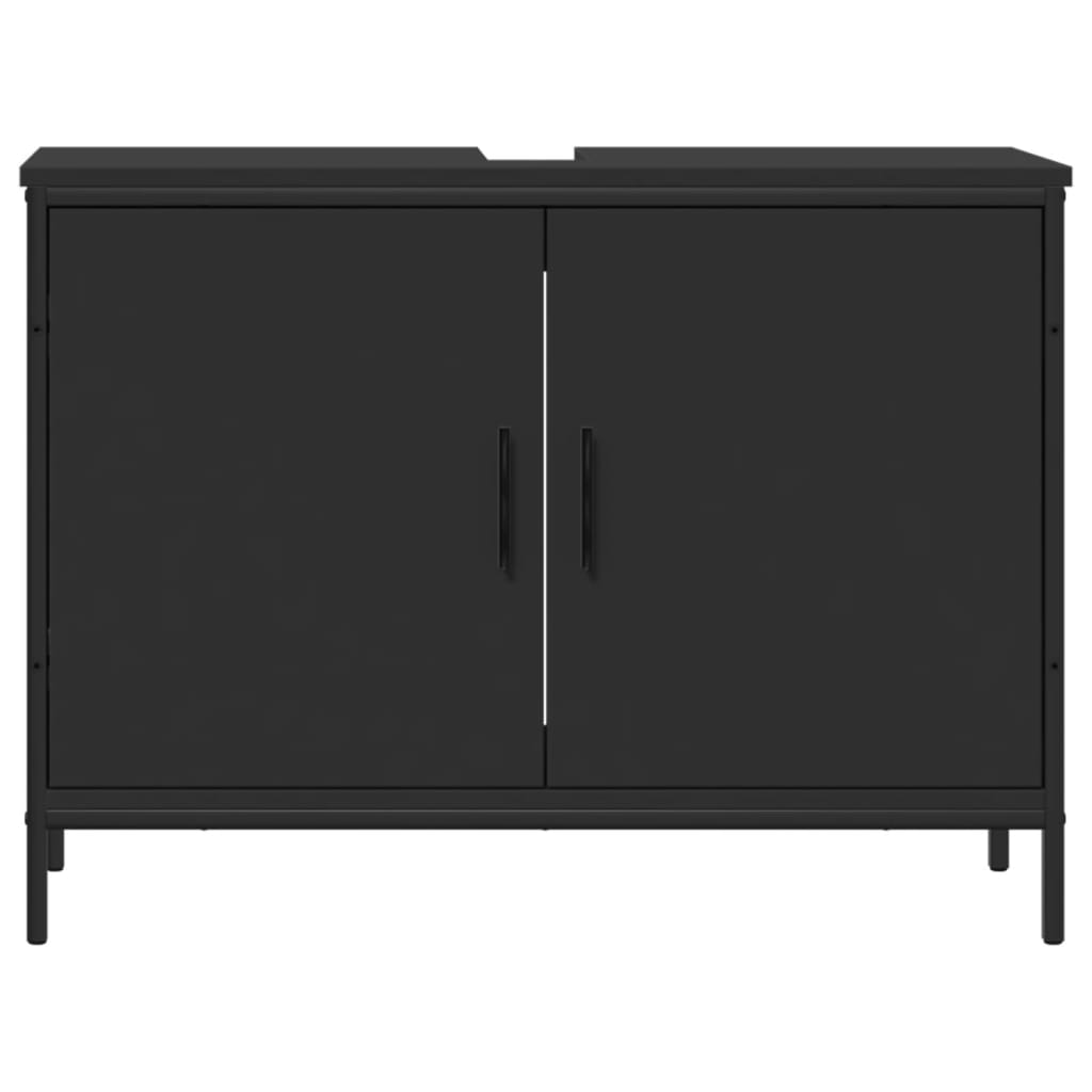 Wastafelkast 80X30X60 Cm Bewerkt Hout Zwart