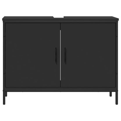 Wastafelkast 80X30X60 Cm Bewerkt Hout Zwart