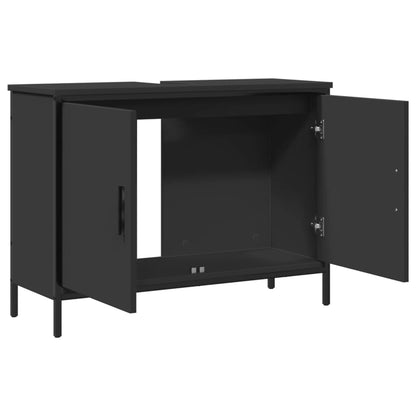 Wastafelkast 80X30X60 Cm Bewerkt Hout Zwart