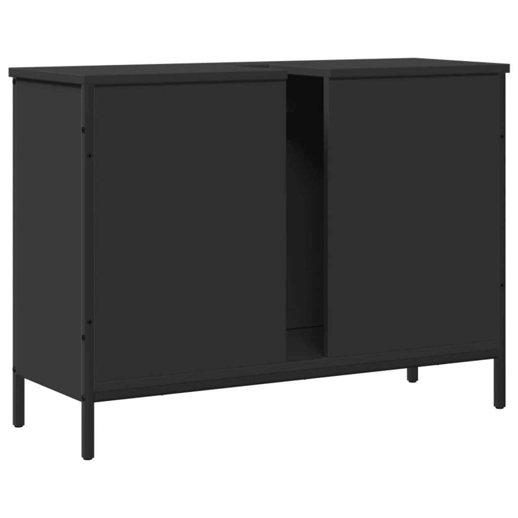 Wastafelkast 80X30X60 Cm Bewerkt Hout Zwart