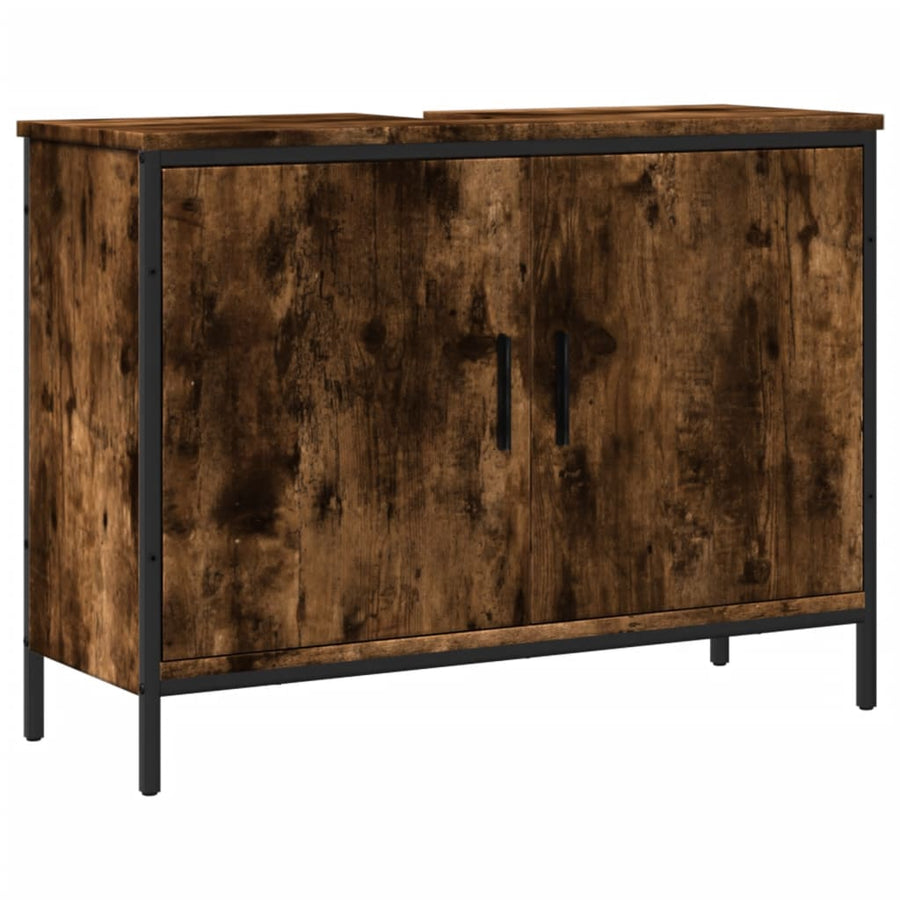 Badkamerkast 80X30X60 Cm Bewerkt Hout Gerookt Eikenkleurig