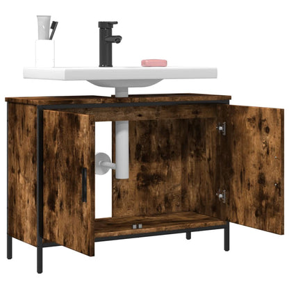 Badkamerkast 80X30X60 Cm Bewerkt Hout Gerookt Eikenkleurig