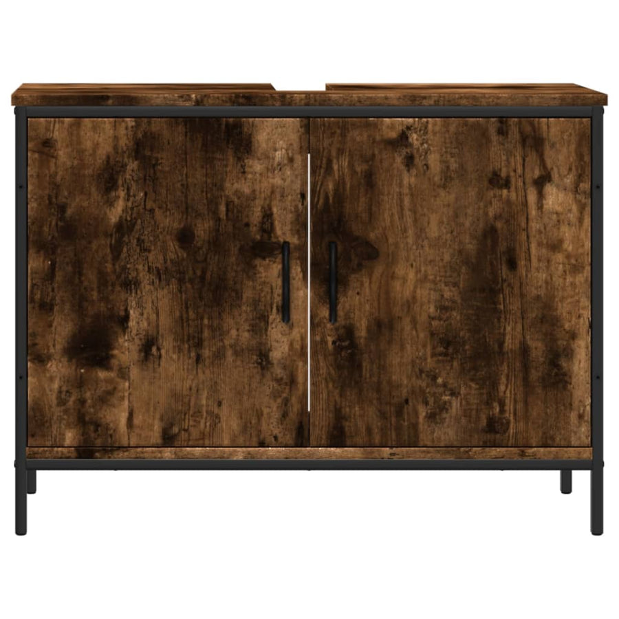 Badkamerkast 80X30X60 Cm Bewerkt Hout Gerookt Eikenkleurig