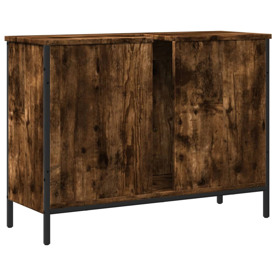 Badkamerkast 80X30X60 Cm Bewerkt Hout Gerookt Eikenkleurig