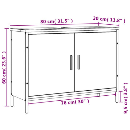 Badkamerkast 80X30X60 Cm Bewerkt Hout Gerookt Eikenkleurig