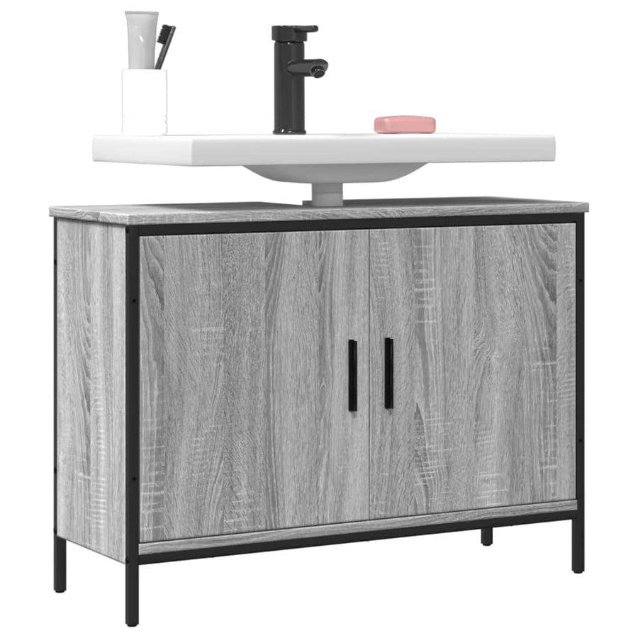 Wastafelkast 80X30X60 Cm Bewerkt Hout Grijs Sonoma Eikenkleurig