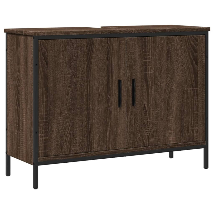 Wastafelkast 80X30X60 Cm Bewerkt Hout Bruin Eikenkleurig