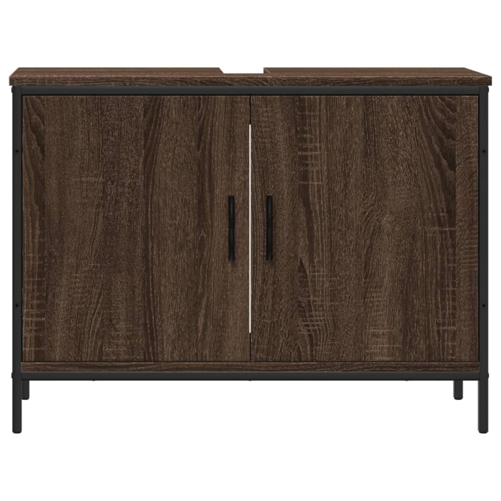 Wastafelkast 80X30X60 Cm Bewerkt Hout Bruin Eikenkleurig